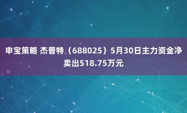 申宝策略 杰普特（688025）5月30日主力资金净卖出518.75万元